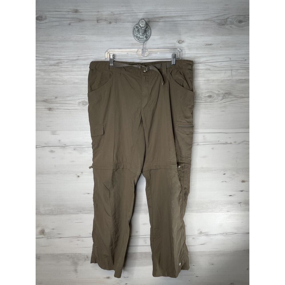 Columbia Pants Mens 38x30 Olive Nylon Hiking Cargo Quick Dry Belted Tech AM8619